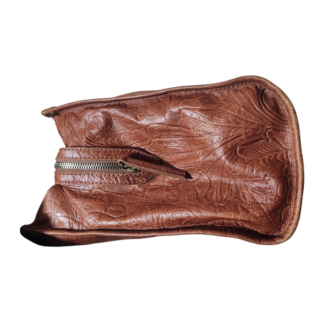 Elegant Brown Embossed Leather Tote - Picture 15 of 16